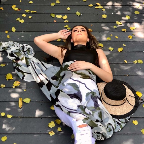 Floral Modal Silk Beach Scarf - Picture 3 of 3